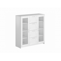 Комод с дверью BRIMNES / СИРИУС тумба с двумя стеклянными дверьми и четырьмя ящиками, цвет белый