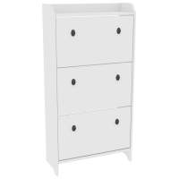 Обувница ИКЕА (IKEA) Тумба для обуви 03 Вествик с тремя откидными полками, массив сосны, цвет белый