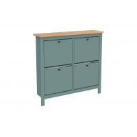 Обувница ИКЕА (IKEA) 2.08.10.180.16 САГА тумба для обуви 113х108 темно-бирюзовая/ясень