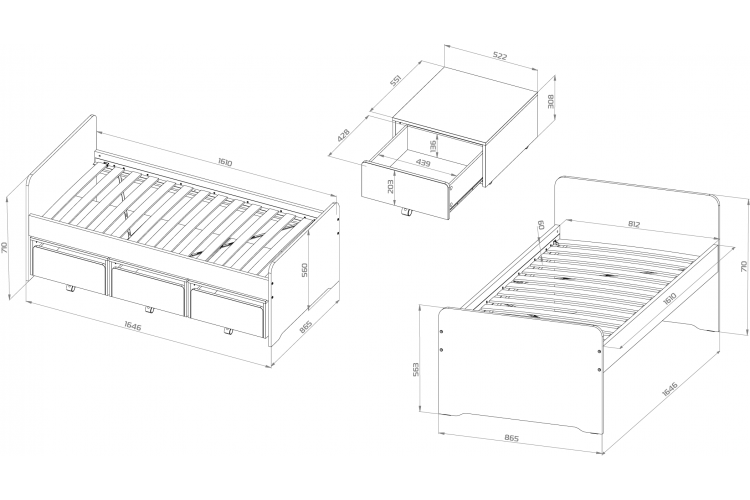 ПИКСИ тумба выкатная 52x55x31 под кровать, белый ГУД ЛАКК-2