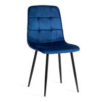 Стул CHILLY (mod. JSC-220) / 1 шт. в упаковке Велюр/металл , 44,5х52,5х88 см, Blue (синий) HLR64 / черный
