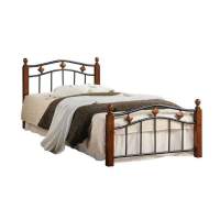 Кровать AT-126 дерево гевея/металл, 90*200 см (Single bed), красный дуб/черный