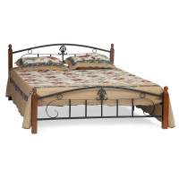 Кровать РУМБА (AT-203)/ RUMBA дерево гевея/металл, 160*200 см (Queen bed), красный дуб/черный