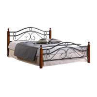 Кровать AT-803 дерево гевея/металл, 120*200 см (middle bed), красный дуб/черный