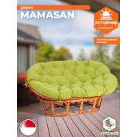 Диван Мамасан/Mamasan (23/02 W) /с подушкой и ремешками/ подушка 182х119см, 169х102х80см, медовый, флок, олива, 23
