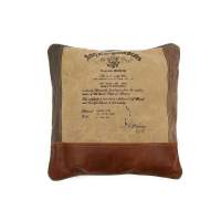 Подушка Secret De Maison THOMAS ( mod. M-7043 ) кожа буйвола / ткань, 40 х 40см, коричневый, ткань: винтаж