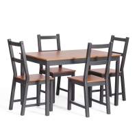 Обеденная группа Обеденный комплект Соната (стол + 4 стула) / Sonata dining set массив сосны, стол: 120х75х73см стул :41х50х95см, антик /графит