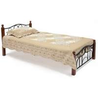 Кровать AT-808 дерево гевея/металл, 90*200 см (Single bed), красный дуб/черный