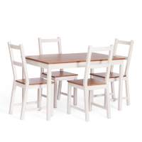 Обеденная группа Обеденный комплект Соната (стол + 4 стула) / Sonata dining set массив сосны, стол: 120х75х73см стул :41х50х95см, антик/белый