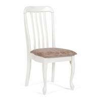 Стул Стул Palermo/Палермо ( PM-SC2 ) дерево гевея, 44х55х97см, ivory white (слоновая кость 2-5), ткань античный коричневый 004-3 (Комплект из 2 шт.)
