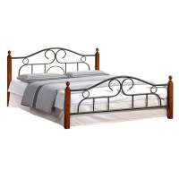 Кровать AT-808 дерево гевея/металл, 160*200 см (Queen bed), красный дуб/черный