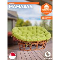 Диван Мамасан/Mamasan (23/02 W) /с подушкой и ремешками/ подушка 182х119см, 169х102х80см, коньячный, флок, олива, 23