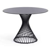 Стол BERTOIA (mod. GT21) металл/стекло, 110 х 110 х 75 см, Black (черный)