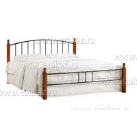 Кровать AT-915 дерево гевея/металл, 160*200 см (Queen bed), красный дуб/черный