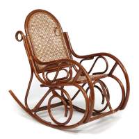 Кресло-качалка MILANO (разборная) / без подушки / ротанг top quality, 58x136x103 см, Pecan (орех) в гостиную