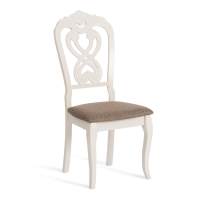 Стул Стул -Андромеда/ Andromeda дерево гевея, 47х55,5х107 см, Ivory white, ткань коричневая S168-7 (Комплект из 2 шт.)