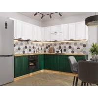 Кухня Дублин-02 Special White/Special Green/Дуб Вотан/2140x2200/2400x600