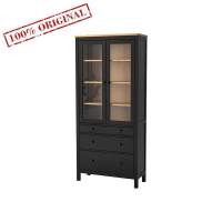 Книжный шкаф ikea Шкаф-витрина ХЕМНЭС черный/светло-коричневый Икеа (Кымор)