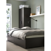 Каркас кровати-кушетки с 2 ящиками, IKEA BRIMNES, 80x200 см, черный ИКЕА
