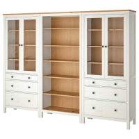 Книжный шкаф ikea Шкаф-стеллаж HEMNES ХЕМНЭС ИКЕА, Комбинация для хран с дверц/ящ, белая/светло-коричневый