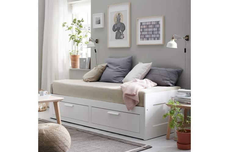 Кровать-кушетка IKEA BRIMNES с 2 ящиками, белый 80х200 см, БРИМНЭС/БРИМНЕС ИКЕА оригинал-2