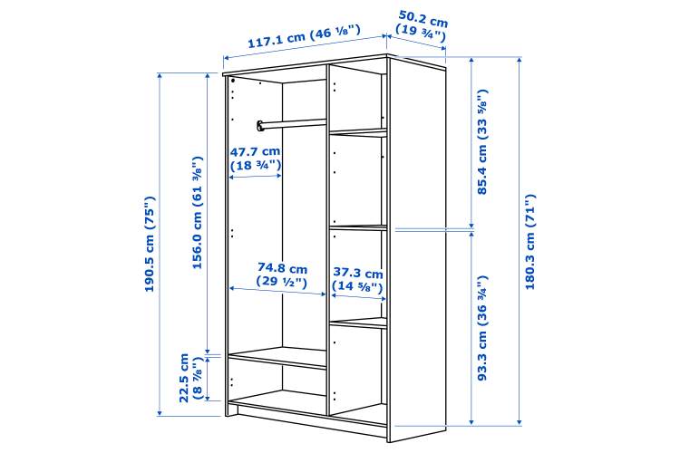 Шкаф Бримнэс ИКЕА 3 дверный, 117х190х50, белый оригинал BRIMNES IKEA-4