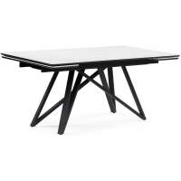 Керамический стол Вилсон 160(220)х89х75 белый мрамор snow white / черный