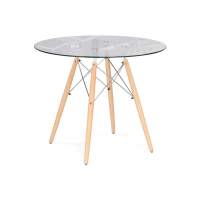 Стол стеклянный PT-151 80х80х76 clear glass / wood